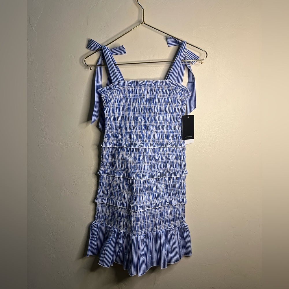 Katie J NYC Blue and White Striped Top